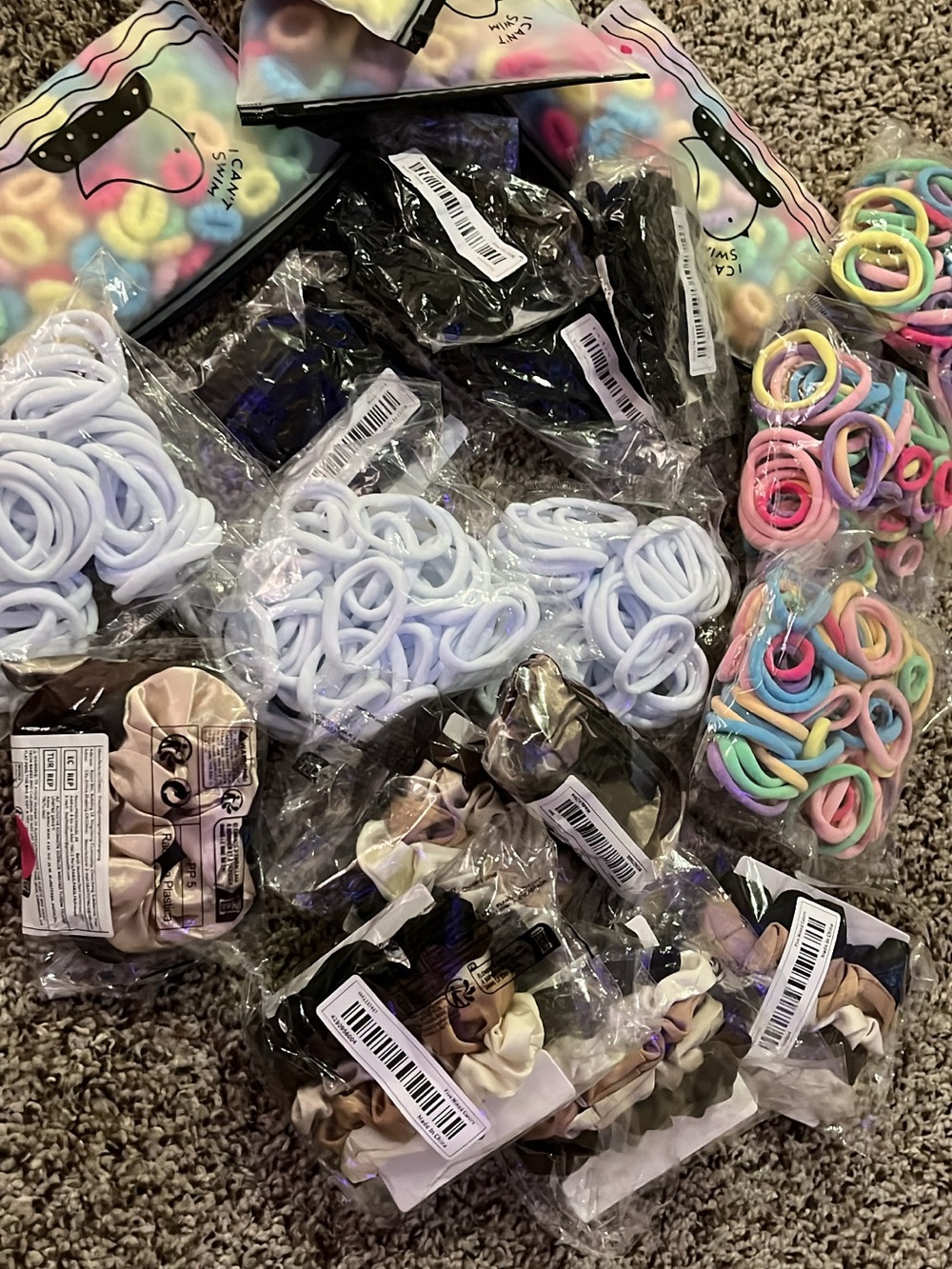 Multicolor & Pastel Hair Tie Set - Assorted Elastics and Scrunchies